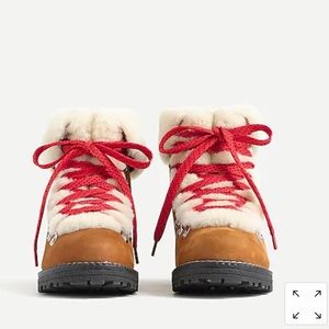 J. Crew Nordic Boots Glazed Pecan with shearling